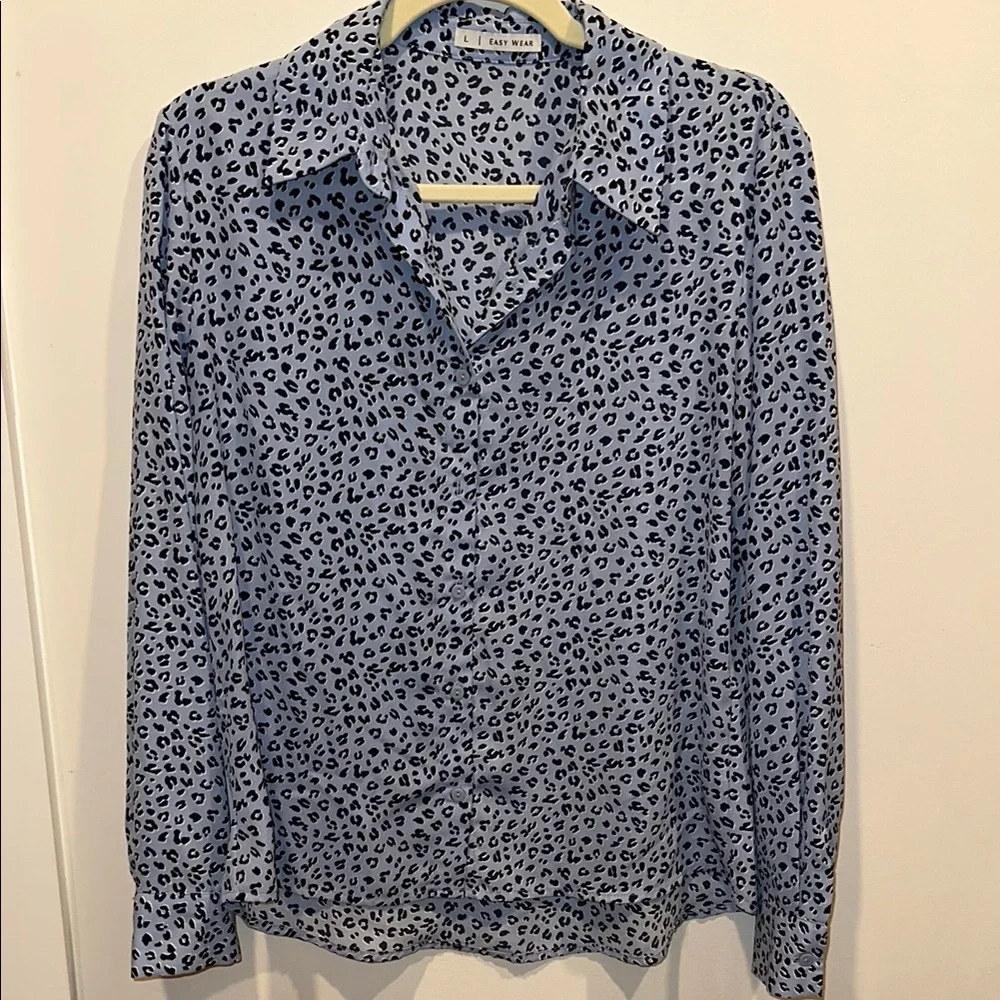 Leopard Print Button-Up Blouse - Picture 1 of 3